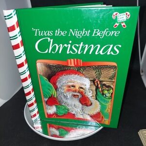 Vintage Twas The Night Before Christmas Candy Cane Books Holiday 1995 Santa RARE